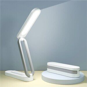 LED Desk Lamp Rechargeable Battery Operated Foldable Portable Dimmable White